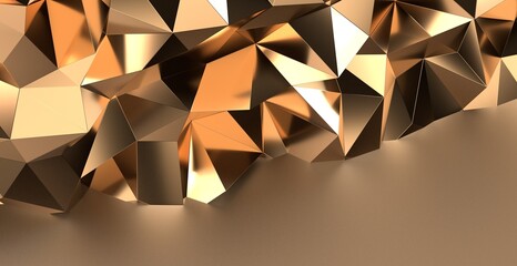 Gold Polygon Background 3D Rendering