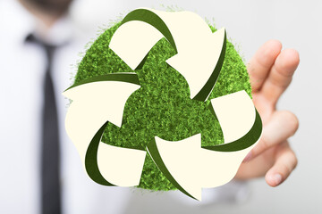 3d rendering of green recycle icon