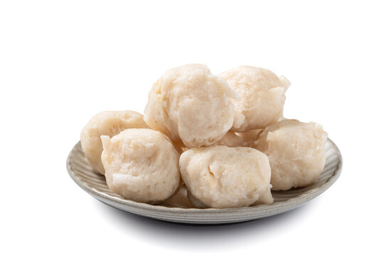 Fresh cuttlefish ball isolated on white background.