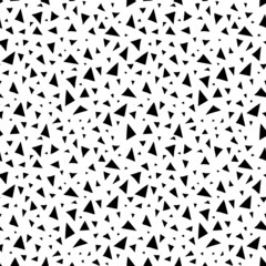 Abstract seamless pattern with hand drawn triangles. Endless texture with black triangular pieces element on white background for decor, wrapping, cover, wallpaper, backdrop. Vector illustration.