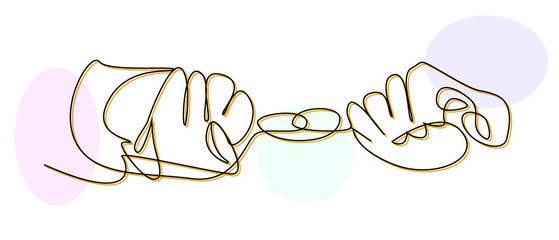 wall art decoration illustration with arms and hands of people holding chains