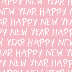 Fun hand written New Years seamless pattern for gift wrapping, textiles, banners, wallpapers. Handlettering. Vector surface design.