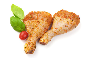 Chicken drumsticks BBQ, isolated on white background.