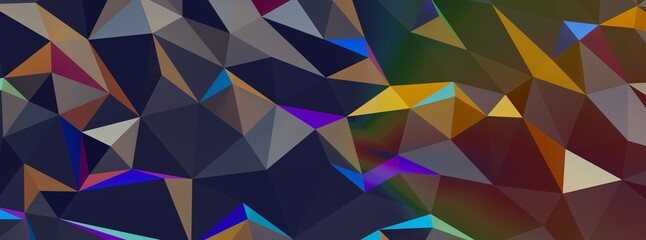 Abstract crystal background with refracting light and highlights in purple and yellow colors