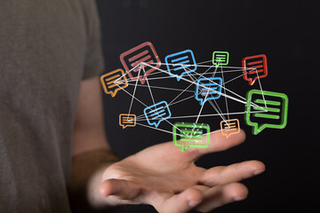 flying email icon and web flying