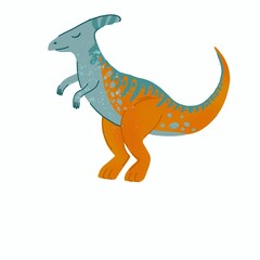 Cute dinosaur in cartoon style on an isolated white background. Funny dinosaur for print on t-shirt, home decor, poster