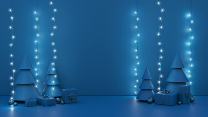 décors de Noël monochrome avec guirlandes lumineuses © Fox_Dsign