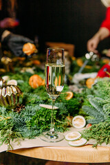 festive large table decorated christmas symbols party