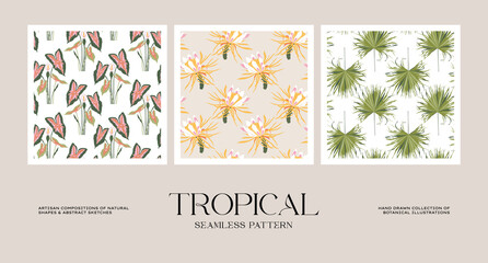 Botanical seamless pattern collection for wrapping paper or packaging design