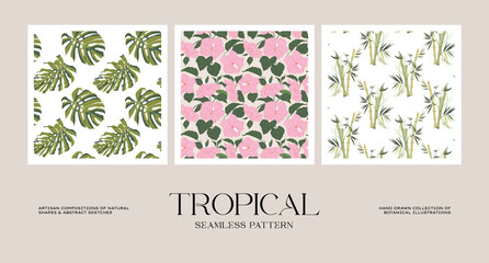 Botanical seamless pattern collection for wrapping paper or packaging design