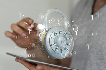 Security Shield concept, data protection. Shield with dots and lines connectio