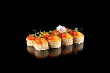 food sushi on the black 