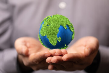 Green 3D Planet Concept, recycle sign