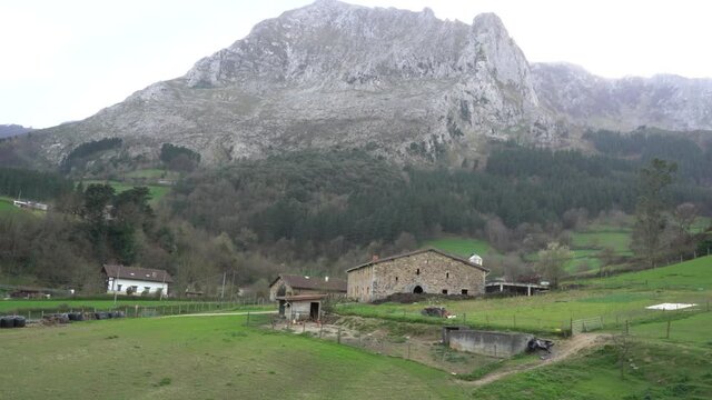  basque traditional  rural house in atxondo valley, basque country, spain