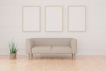 photo frame. mockup. room interior 3d rendering