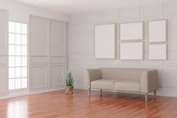 photo frame. mockup. room interior 3d rendering
