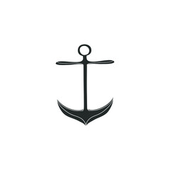 Anchor Icon Silhouette Illustration. Nautical Metal Vector Graphic Pictogram Symbol Clip Art. Doodle Sketch Black Sign.
