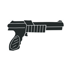 Arcade Gun Icon Silhouette Illustration. Gamepad Pistol Vector Graphic Pictogram Symbol Clip Art. Doodle Sketch Black Sign.