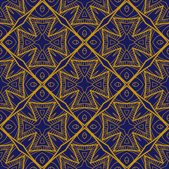 Seamless pattern for traditional arabic and indian pottery tiling, fabric, wall interior, cloth. Decor tile, texture print, mosaic oriental ornament.