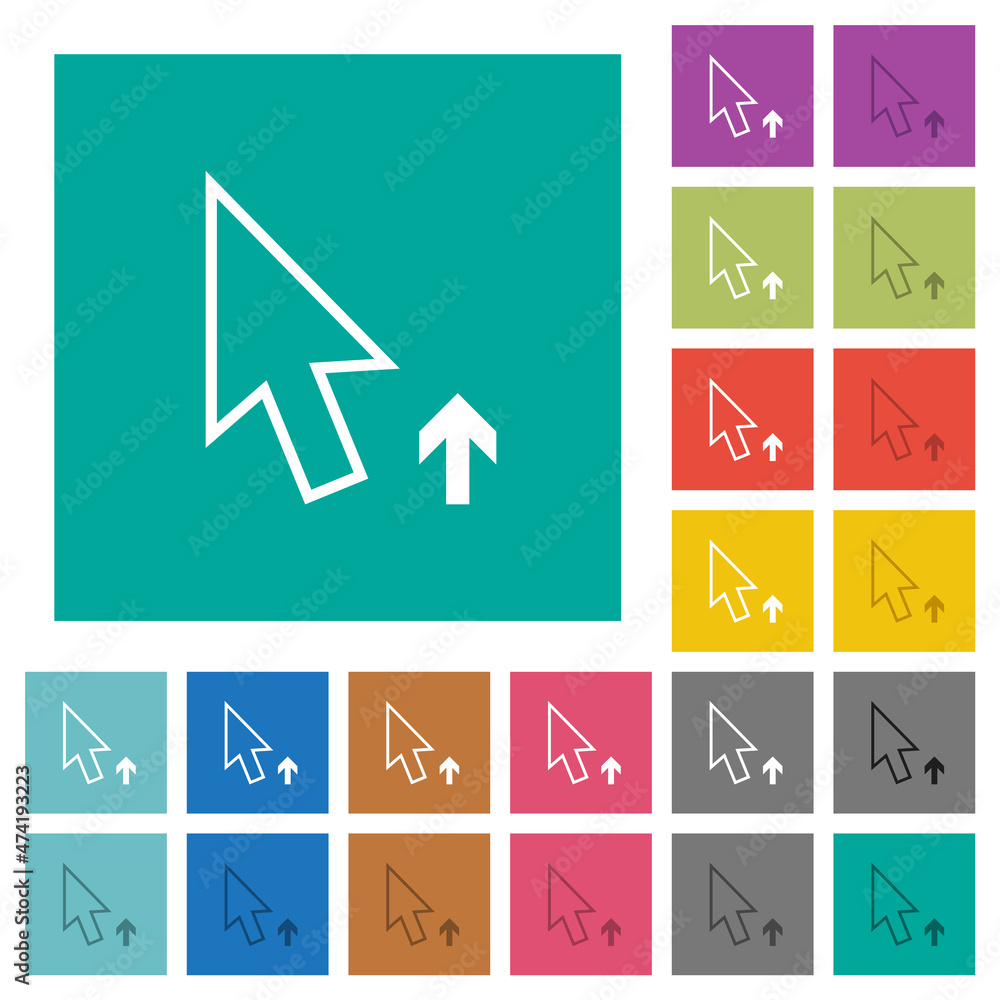 Poster arrow cursor up outline square flat multi colored icons