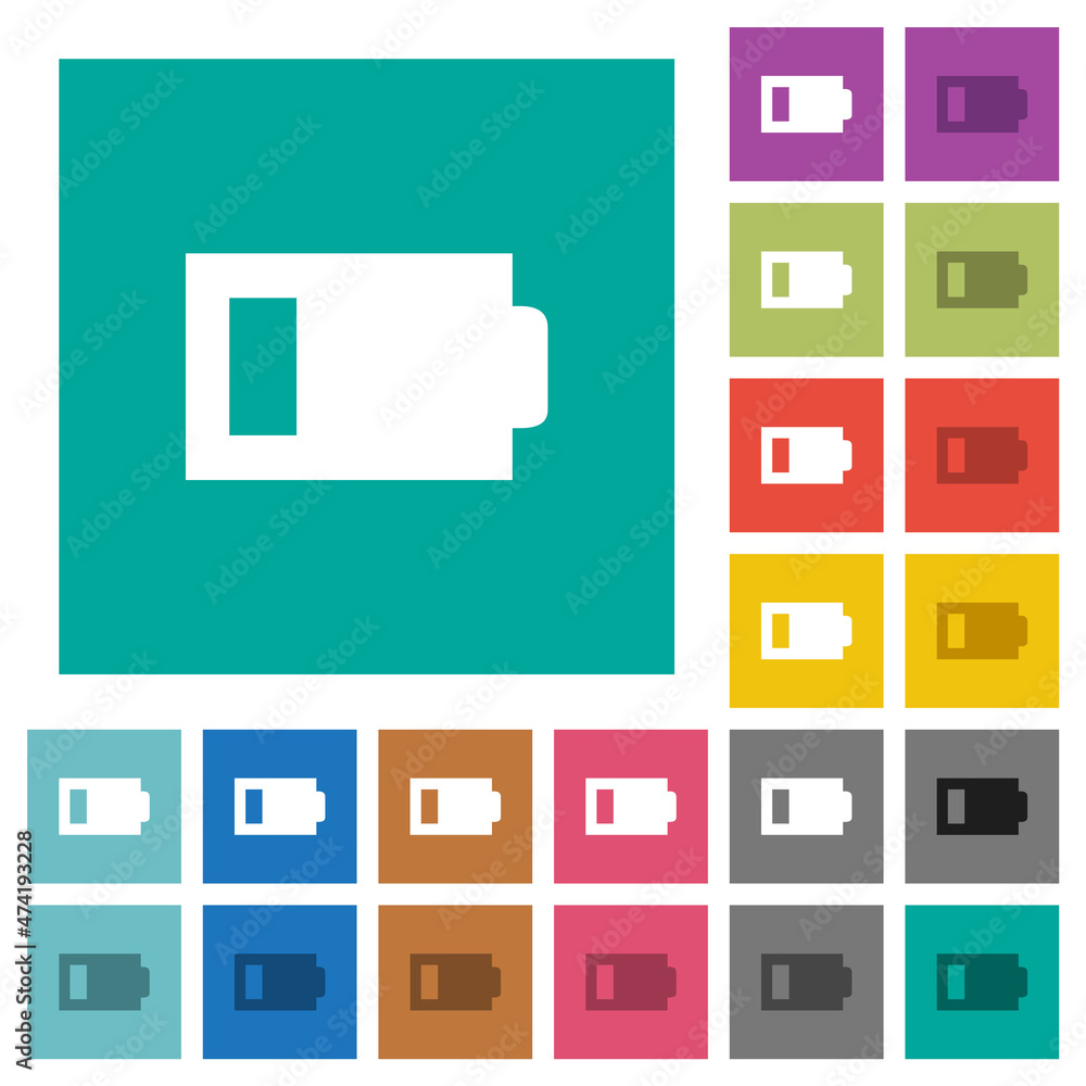 Aufkleber low battery with one load unit square flat multi colored icons