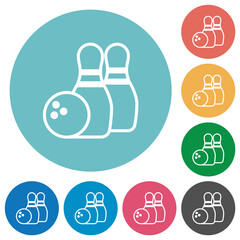 Bowling outline flat round icons