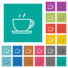 Cup of coffee outline square flat multi colored icons