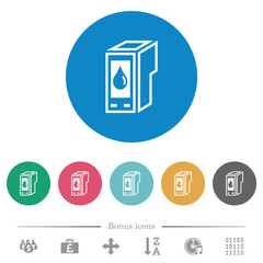 Ink cartridge outline flat round icons