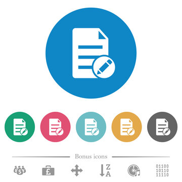 Edit document solid flat round icons