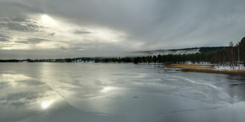 Fototapeta premium View over Lake Norsjon in northern Sweden