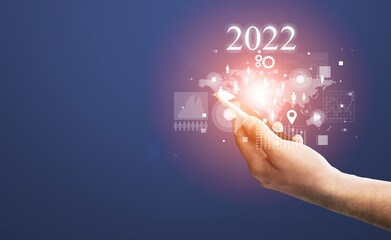 Trends of online businesses using smartphones in 2022, internet technology network.