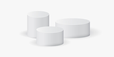 Cylinder template icon in flat style. Stand podium vector illustration on white isolated background. Gallery platform sign business concept.