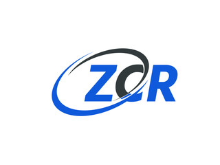 ZCR letter creative modern elegant swoosh logo design