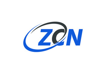 ZCN letter creative modern elegant swoosh logo design