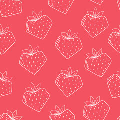 vector pattern with red strawberries. Seamless pattern Large bright berries. Berry pattern for textiles, web banner, postcards. Fresh summer fruits. red berries and fruits.