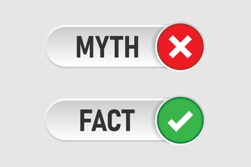 Myths vs facts icon in flat style. True or false vector illustration on white isolated background. Comparison sign business concept.