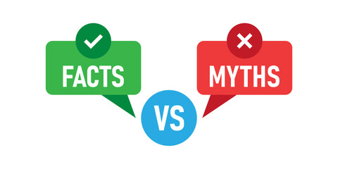 Myths vs facts icon in flat style. True or false vector illustration on white isolated background. Comparison sign business concept.
