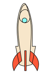 Abstract rocket as continuous line drawing on white background. Vector	
