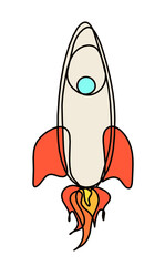 Abstract rocket as continuous line drawing on white background. Vector	
