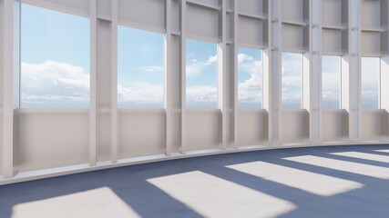 Architectural background of metal panels and windows 3d render