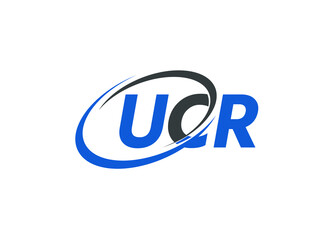 Obraz premium UCR letter creative modern elegant swoosh logo design