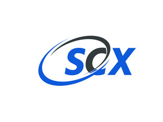 SCX letter creative modern elegant swoosh logo design