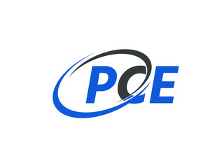 PCE letter creative modern elegant swoosh logo design