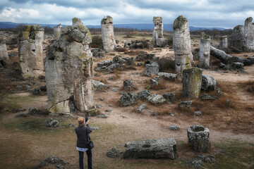 Pobiti Kamani planted stones, mystical natural sea bed rock formations rare attraction in Eastern europe,Bulgaria
