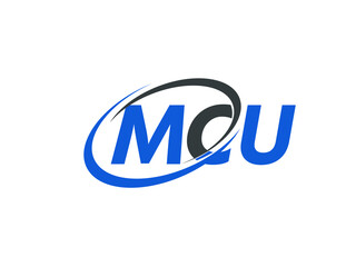 MCU letter creative modern elegant swoosh logo design