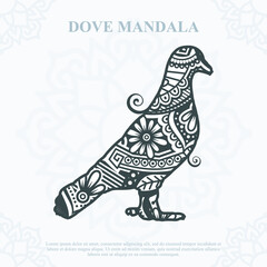 Fototapeta na wymiar DOVE Mandala. Boho Style elements. Animals boho style drawn. vector illustration.