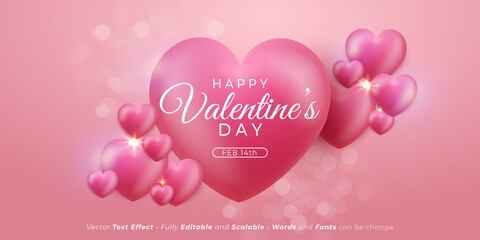 Realistic 3d Heart shaped background valentine day vector