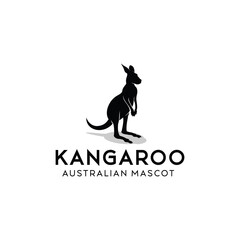 kangaroo silhouette logo mascot vector illustration