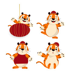 Obraz premium cute tiger set for chinese new year 2022