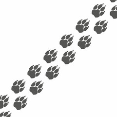 Tiger paw print. Wild animal. Animal foot print icon isolated on white background. Walking wild animal. Vector illustration